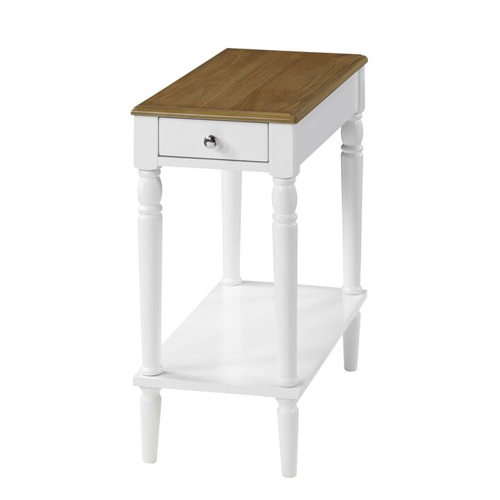 Convenience Concepts French Country No Tools Chairside End Table with Shelf, Driftwood/White