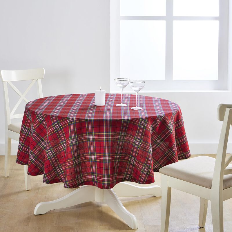 Linen Round Tablecloth - Classic tartan Plaid image number 0