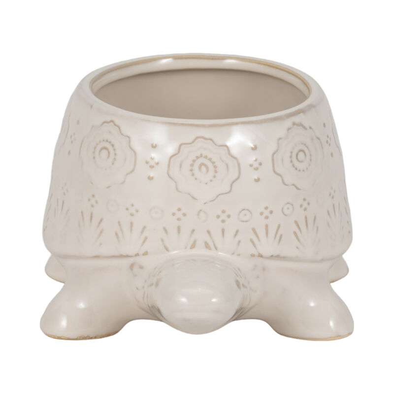 7" Turtle Planter, White image number 3
