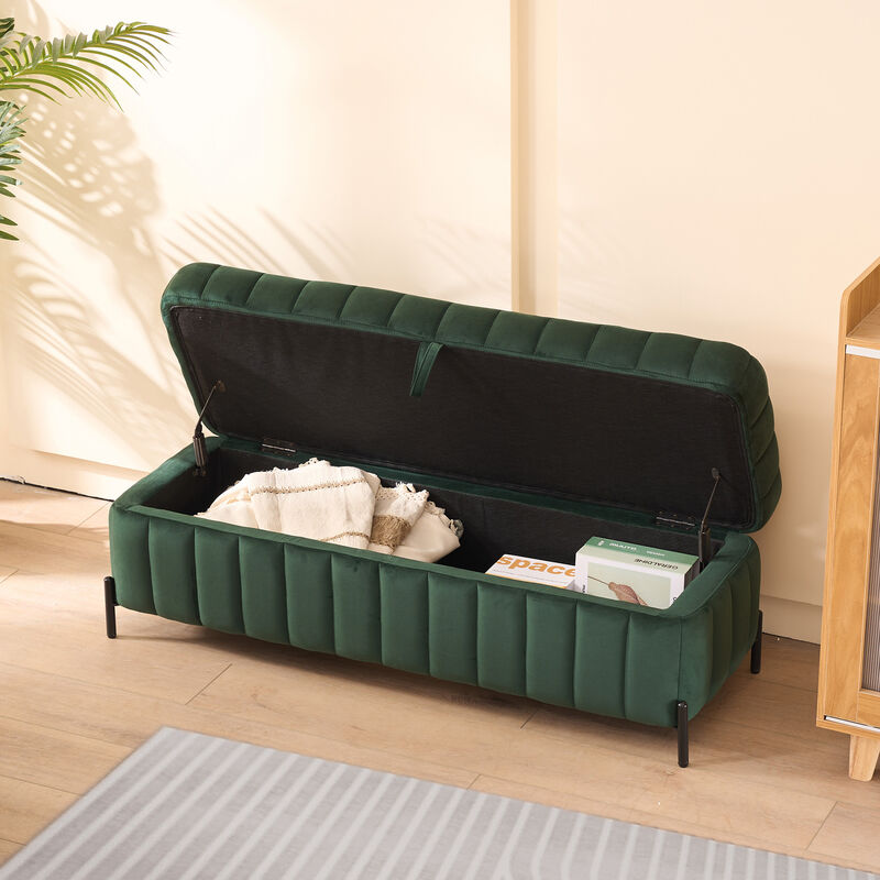 Merax Multi-Functional Velvet Storage Soft Bench