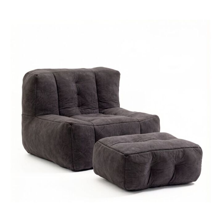 GOODSILO Plush Memory Foam Bean Bag Chair with Ottoman for Ultimate Relaxation and Comfortable Lounging in Modern Living Spaces