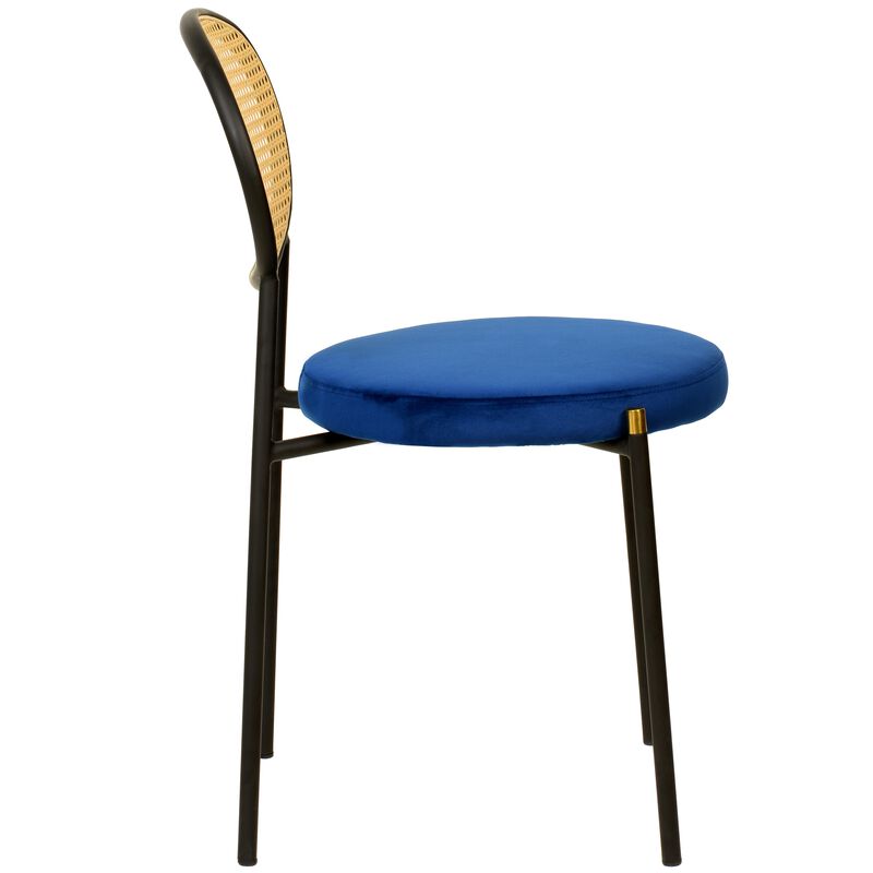 LeisureMod Euston Modern Dining Chair with Wicker Back and Velvet, Indoor Kitchen, Dining Room, Home, Contemporary Side Chair Seating, Set of 4