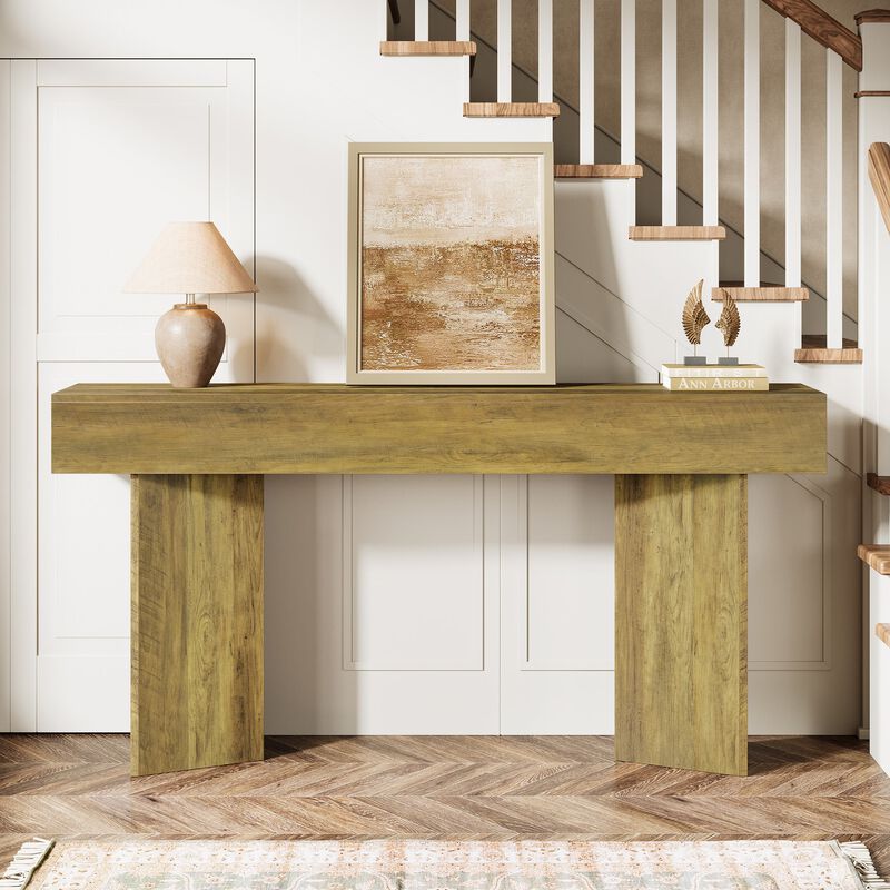 Narrow Sofa Console Table for Entryway & Hallway - Rustic Brown image number 5