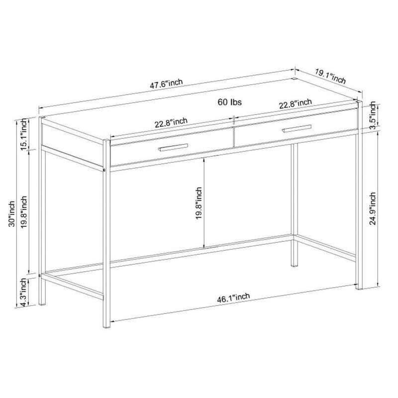 Caffoz 2 Drawer Writing Desk, Mahogany Brown