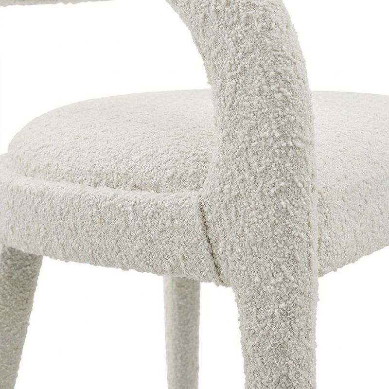 Boucle Upholstered Dining Chairs with Arms for Dining Room, Ivory, Set of 2 image number 7