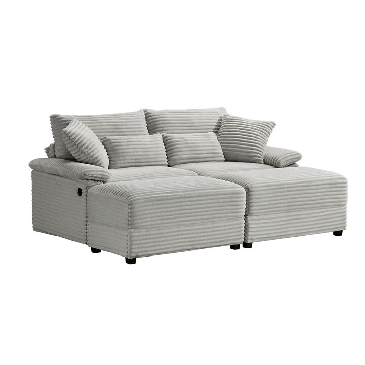 Merax Double Chaise Lounge Set with Reversible Storage Ottoman