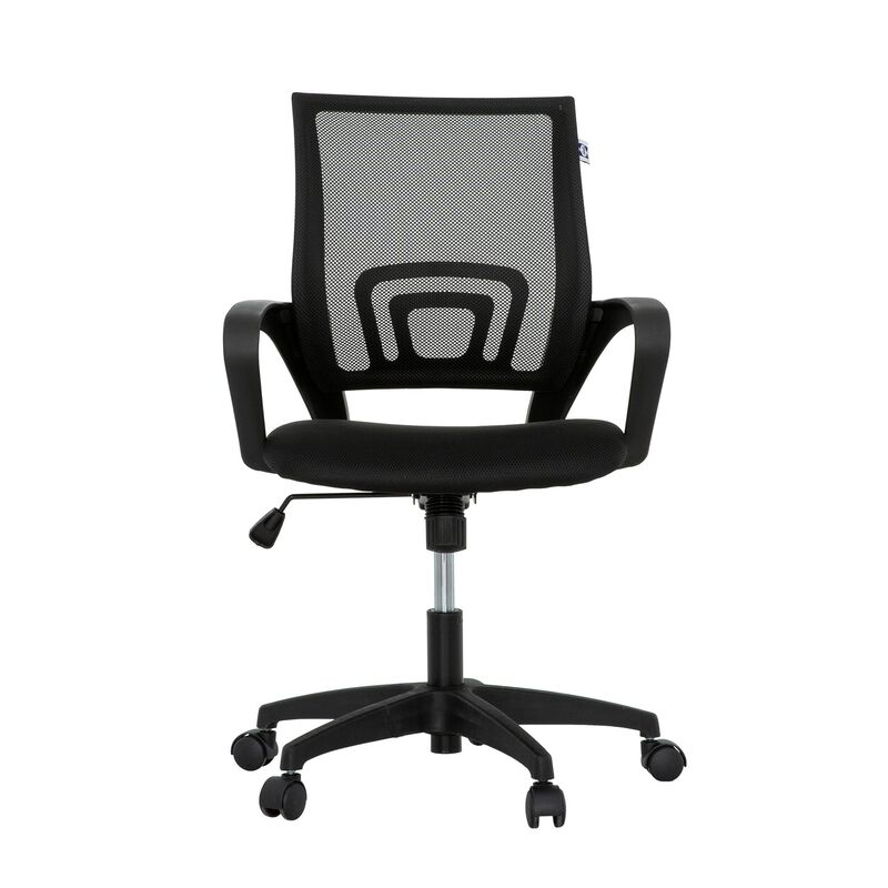 Sely Rolling Office Chair, 35 Inch Adjustable Height and Black Mesh - Benzara