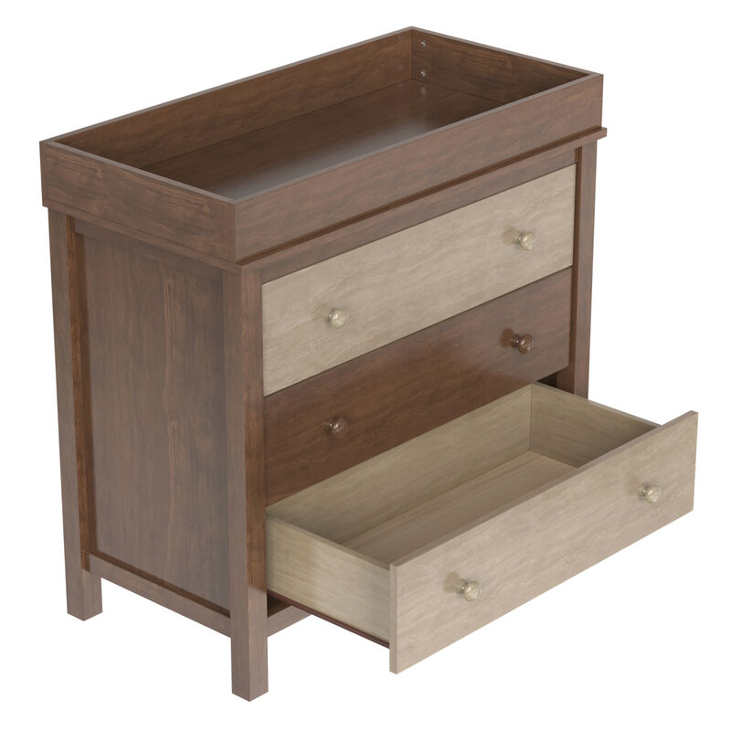 3-Drawer Changer Dresser with Removable Changing Tray in Brown image number 3