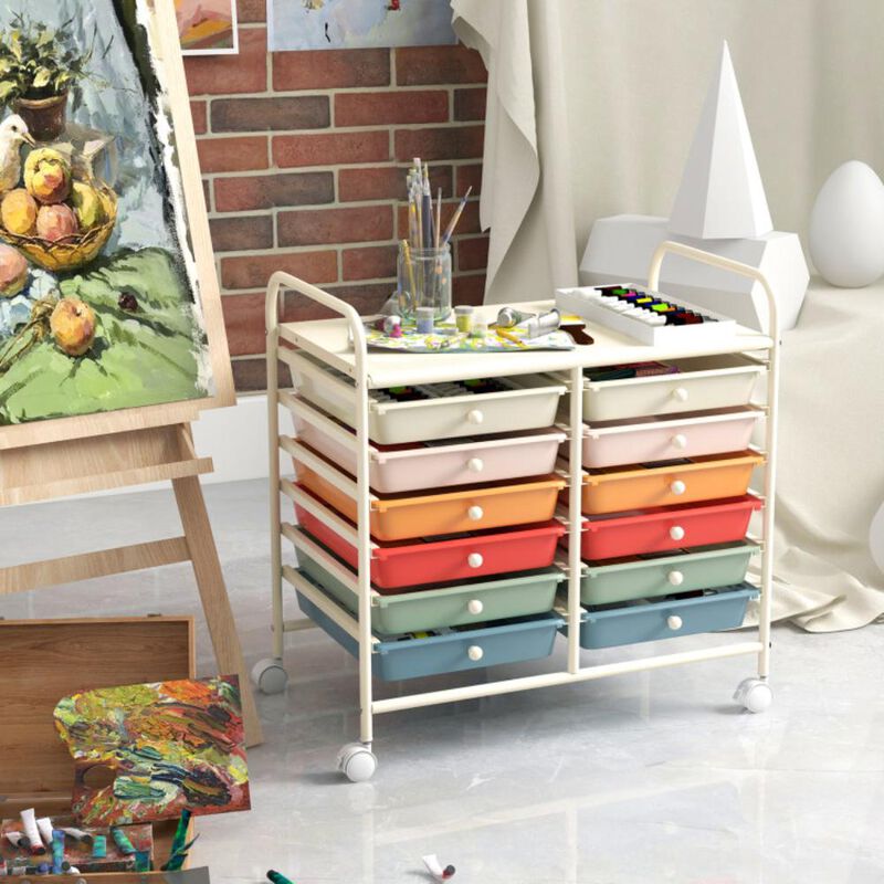 Hivvago 12 Drawers Rolling Storage Cart for Home and Office