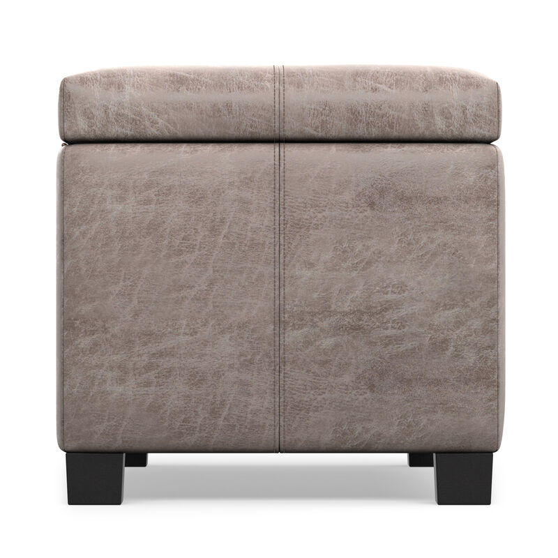 Dover 36 inch Wide Contemporary Rectangle Storage Ottoman Bench in Distressed Grey Taupe Vegan Faux Leather, Assembled image number 4