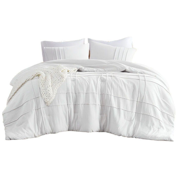 3-Piece Lightweight Microfiber Comforter Set with Pleated Design