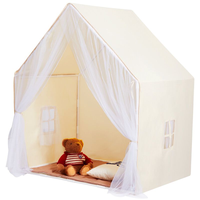 Kids Yurt Play Tent with Mat and Lamp, Indoor Outdoor Tent with Windows, Ages 1&ndash;5