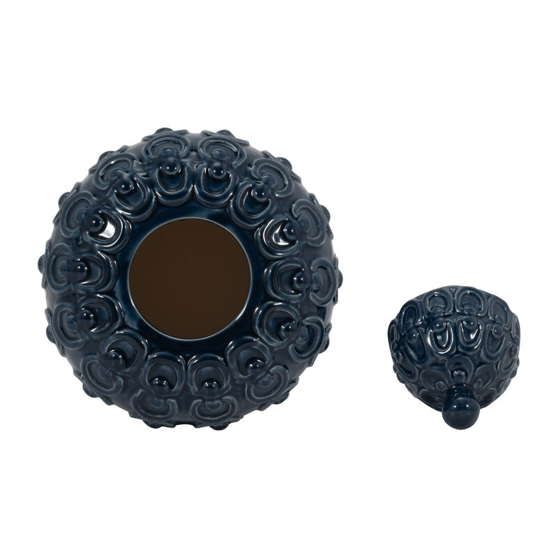 12" Chain Texture Jar, Navy image number 5