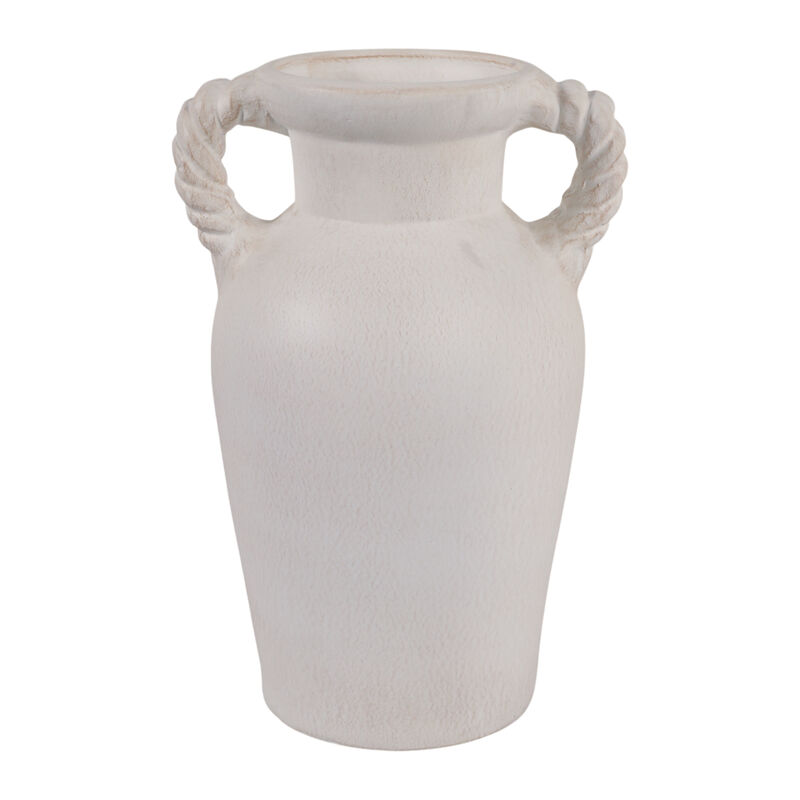 14x9" Twisted Handle Terracotta Vase, White image number 0