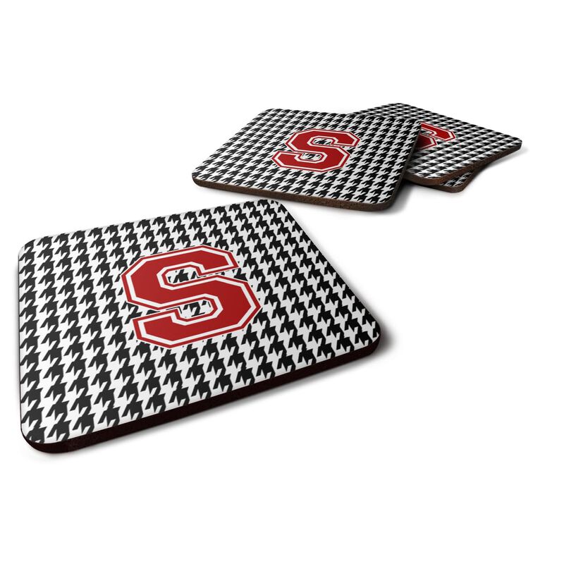 Caroline's Treasures CJ1021-SFC Monogram-Houndstooth Foam Coasters (Set of 4), Initial S, 3.5 H x 3.5 W, Multicolor