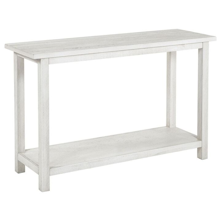 Ayne Console Table, 1 Bottom Shelf, Distressed White Wood, 47 Inch