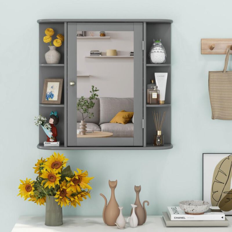 Hivvago Wall-Mounted Bathroom Mirror Cabinet with Storage Shelves