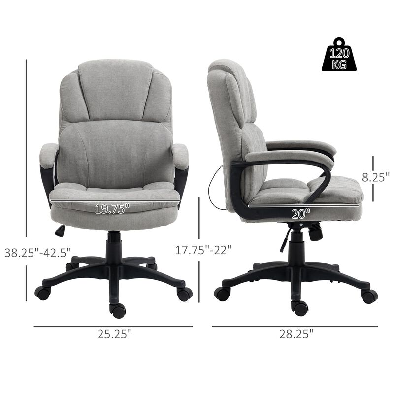 Light Gray Office Comfort: Massage Desk Chair with USB & Vibration Points