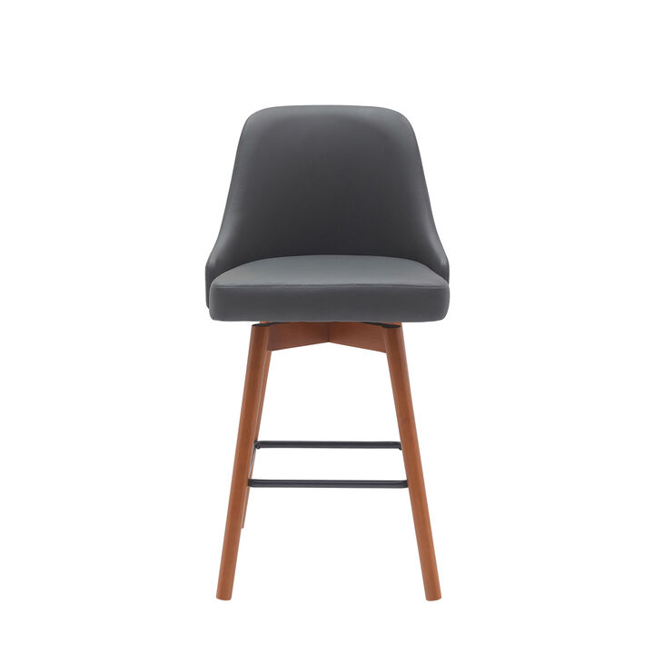 HomeRoots Solid Wood Frame Faux Leather Armless Counter Stool