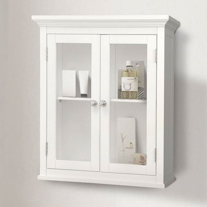 Classic 2 Door Bathroom Wall Cabinet in White Finish