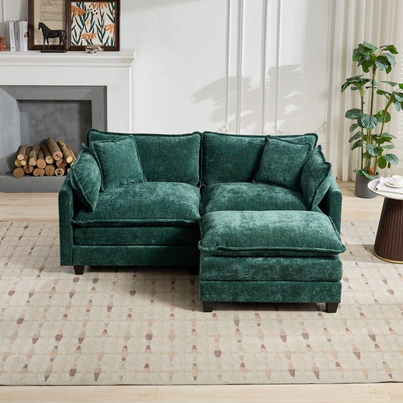 GOODSILO Modern Modular Sofa Ottoman with Adjustable Backrest - Plush Chenille Upholstery for Comfortable Lounge Seating Configuration image number 4