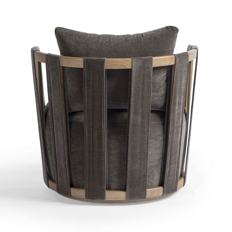 Tov Furniture Paolo Chocolate Brown Upcycled Fabric Swivel Chair image number 5