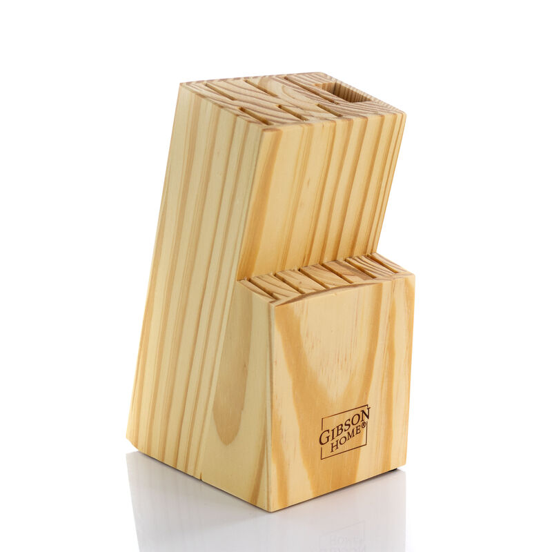 Gibson Home Dorain 14 Piece Stainless Steel Cutlery Set in Black with Wood Block