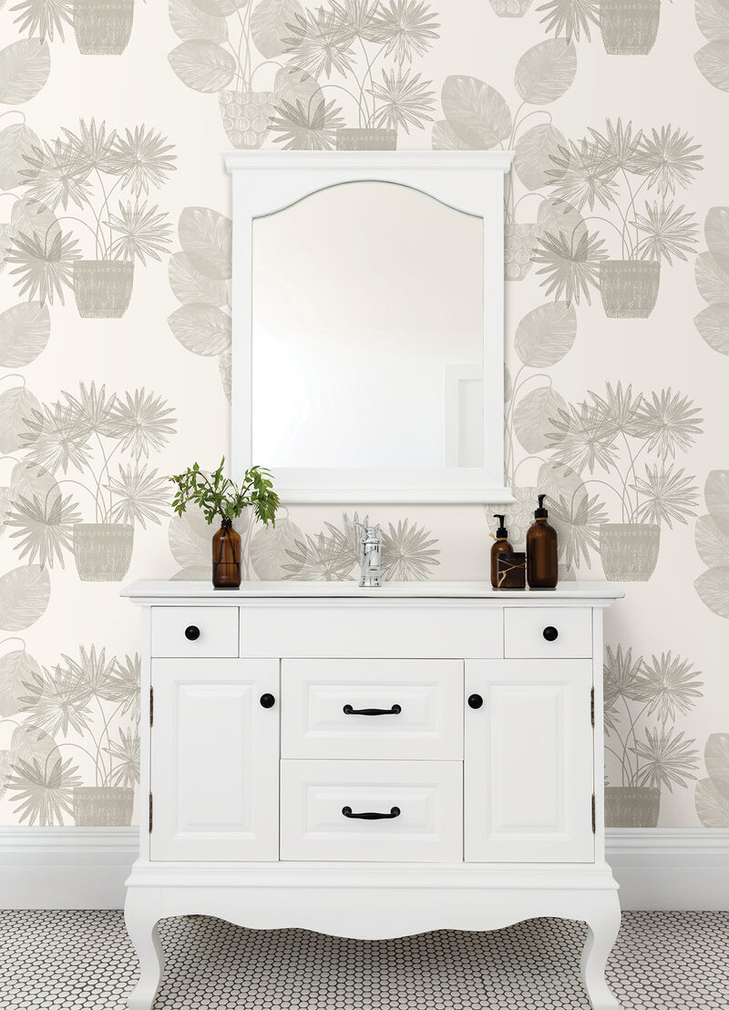 Aida Light Grey Potted Plant Wallpaper image number 2