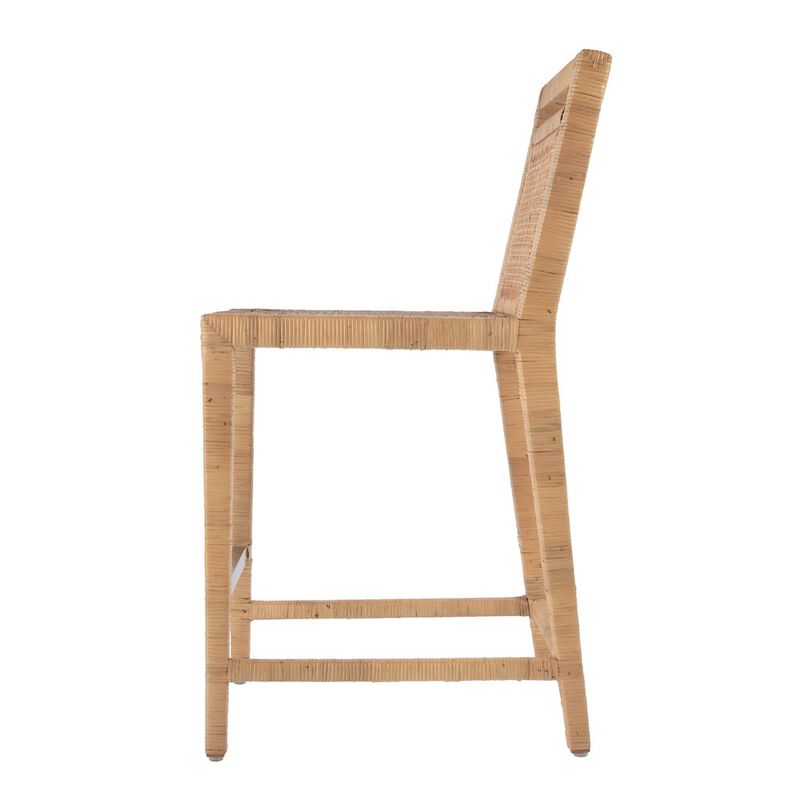 Butler Specialty Brielle 24 in. Seat Height Rattan Woven Counter stool with Back, Light Brown