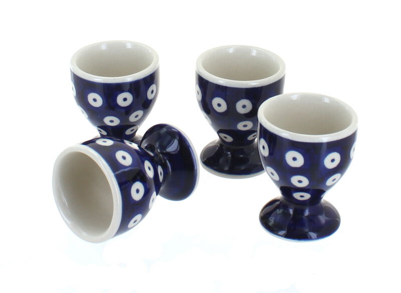 Blue Rose Polish Pottery Tulip Egg Cup Set