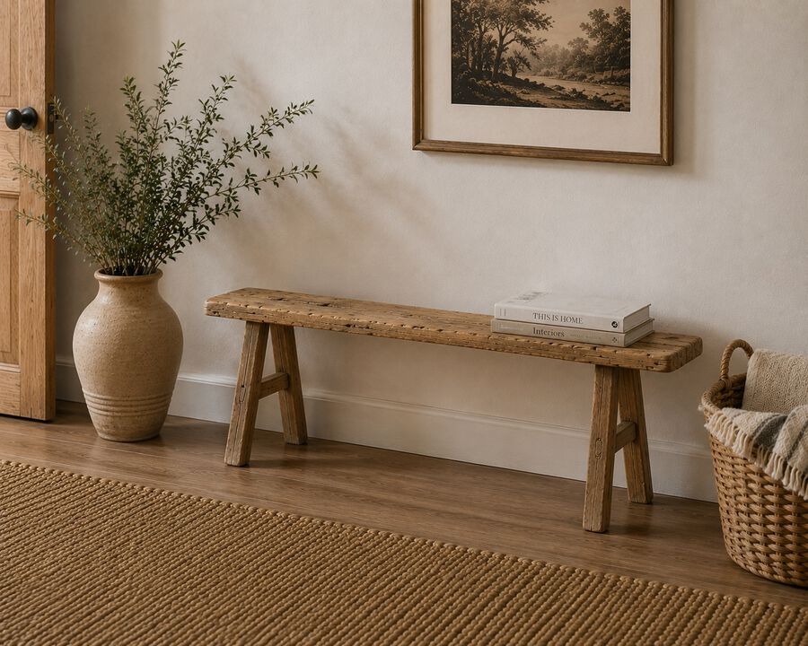 Vintage Reclaimed Wood Accent Bench in Natural