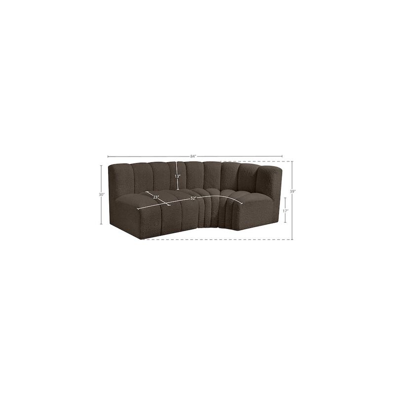 Meridian Furniture Arc Brown Boucle Fabric Modular Sofa