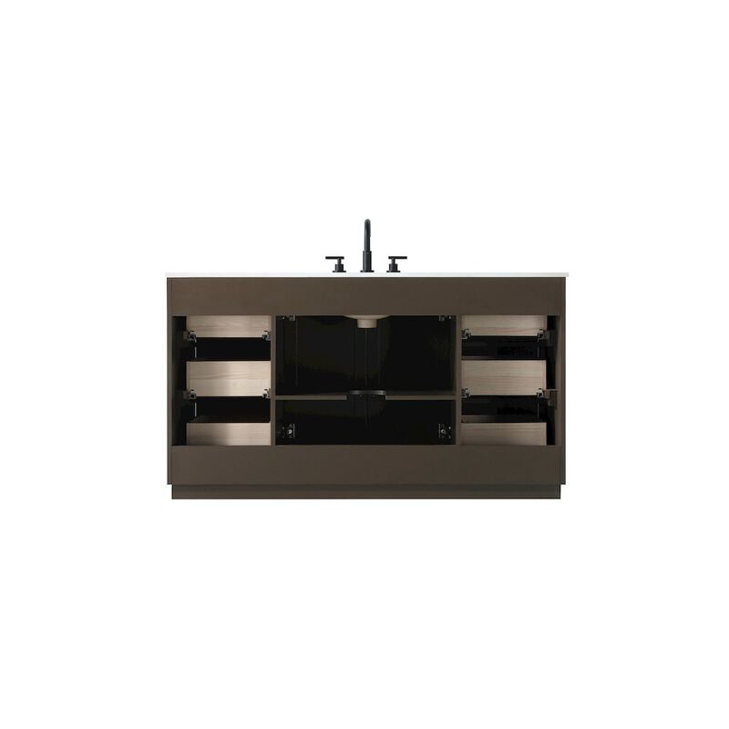 Elegant Kitchen and Bath 60 inch Single Bathroom Vanity in Chocolate Oak
