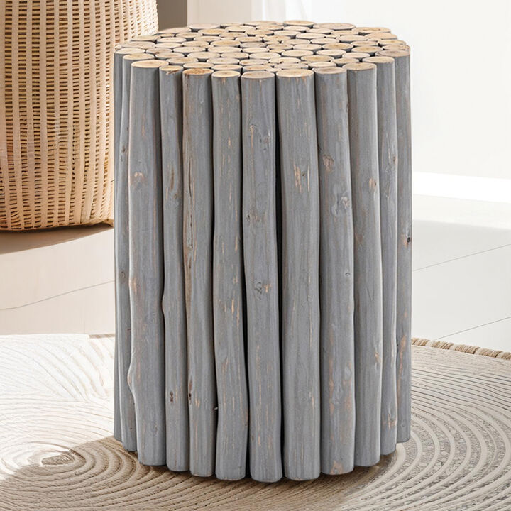 Raveliqua White Wood-Stick End Table