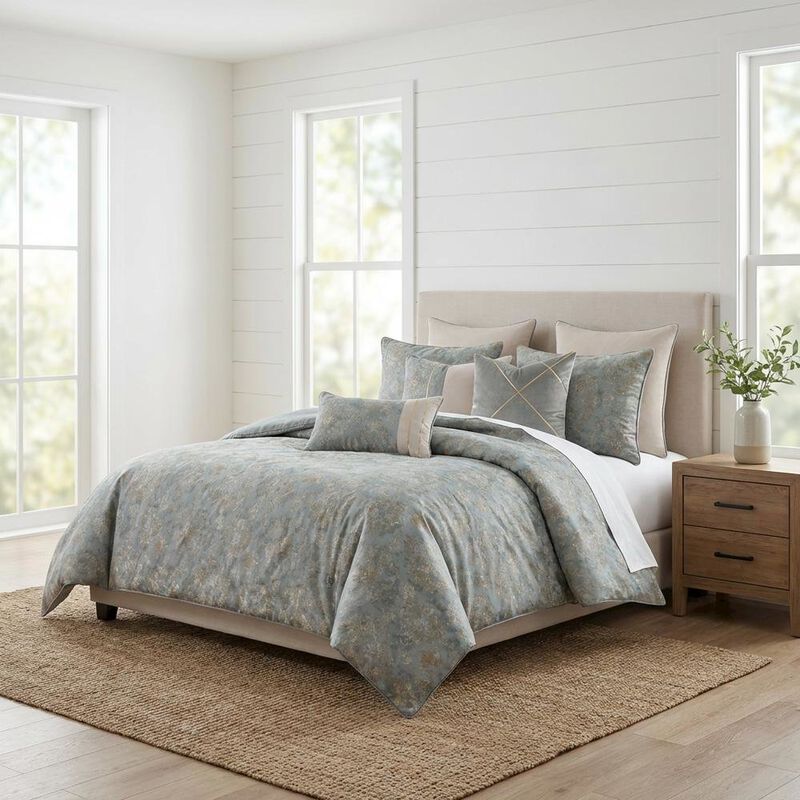 Michael Amini Debonair 10-Piece King Comforter Set - Mist image number 3