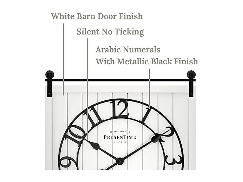 Farmhouse Barn Door Shiplap Style Cream Wall Clock 23 Inch Silent White image number 1