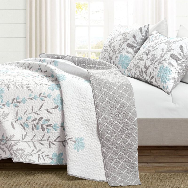 3-Piece Floral Quilt Set in Lightweight Thin Polyester Fabric – Cozy Bedding For Bedroom