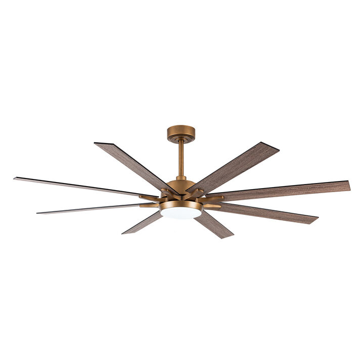 65 in. Integrated LED Gold Reversible Blades Ceiling Fan with Light and Remote