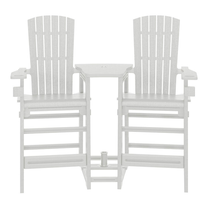 WestinTrends Outdoor Tall Adirondack Chairs With Connecting Table Tray (Set of 2)