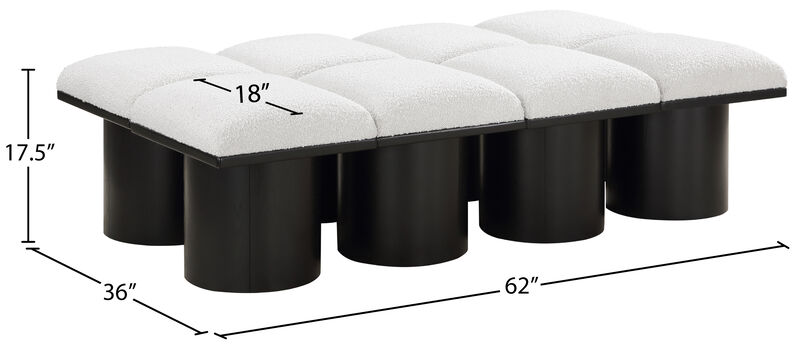 Meridian Furniture Pavilion Cream Boucle Fabric Bench