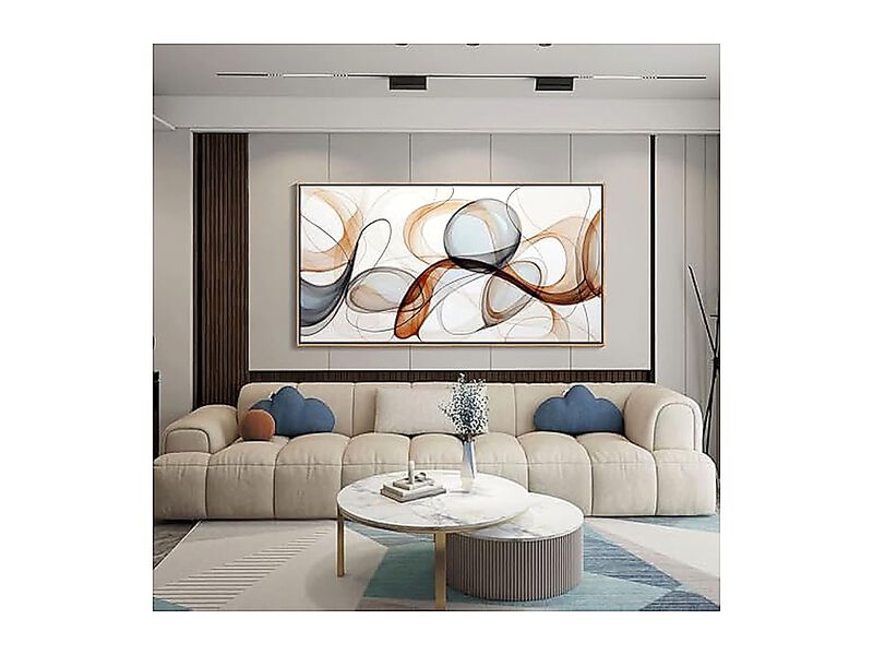 Modern Abstract Wall Art Deep Spiritualism White Brown Canvas Living Room Office image number 1