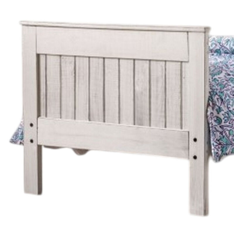 Waly Queen Bed, Farmhouse Plank Design, Classic White Solid Pine Wood