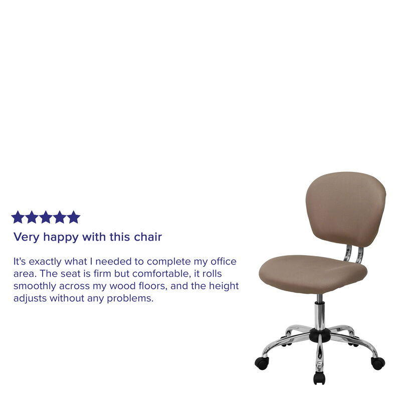 Beverly Mid-Back Coffee Brown Mesh Padded Swivel Task Office Chair with Chrome Base image number 4