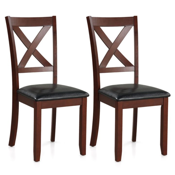 Hivvago Set of 2 Wooden Kitchen Dining Chair with Padded Seat and Rubber Wood Legs-Black