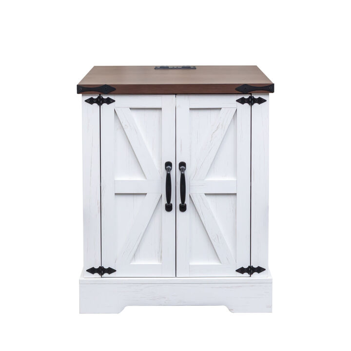 Merax Versatile Side Table End Table with Charging Statio