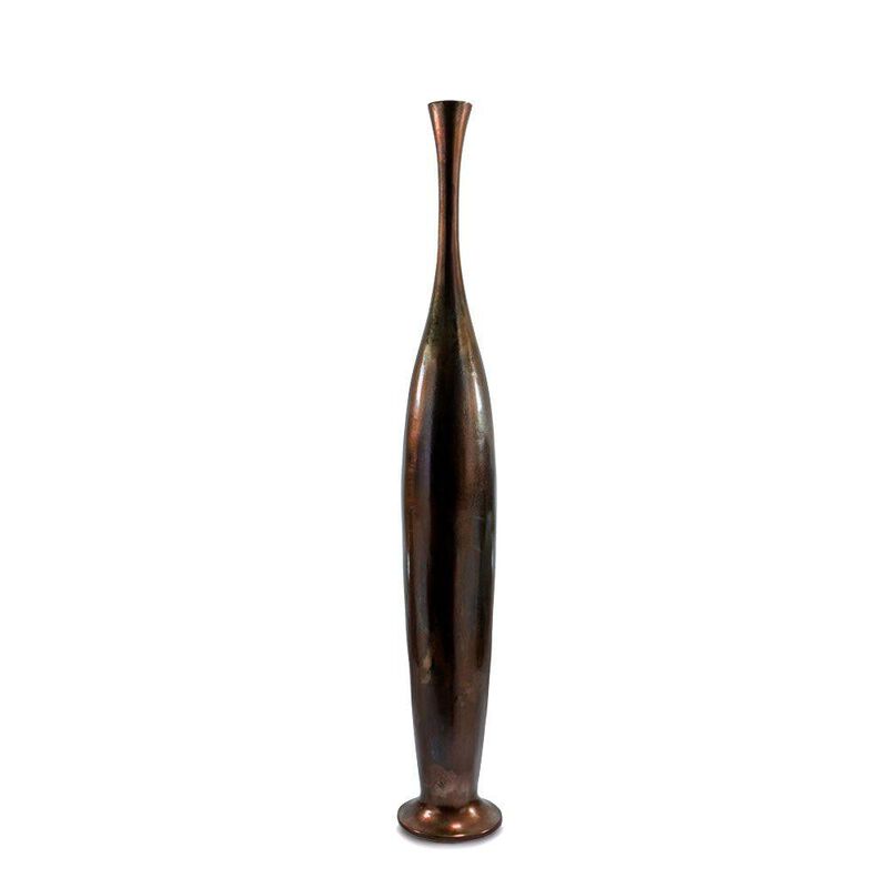 Hivvago 41 Inch Burnished Brown Aluminum Floor Vase