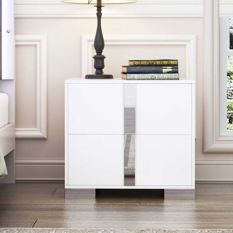 2-Drawer Mirrored Nightstand Bedside Table image number 6