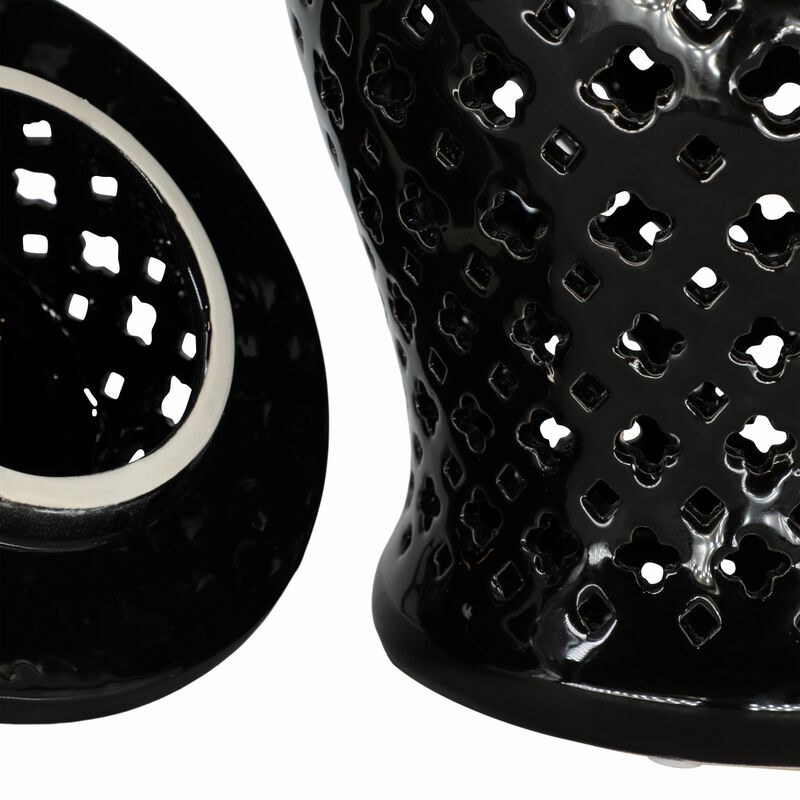 24" Cut-out Clover Temple Jar, Black image number 3