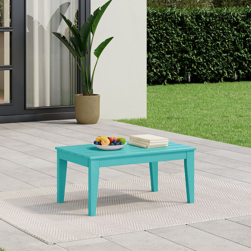 WestinTrends Low Outdoor HDPE Patio Rectangle Coffee Table