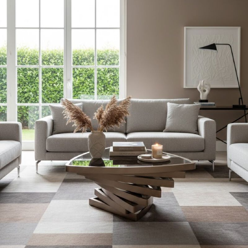 Brown Glass Triangular Coffee Table | OROA Modern Jovial image number 1